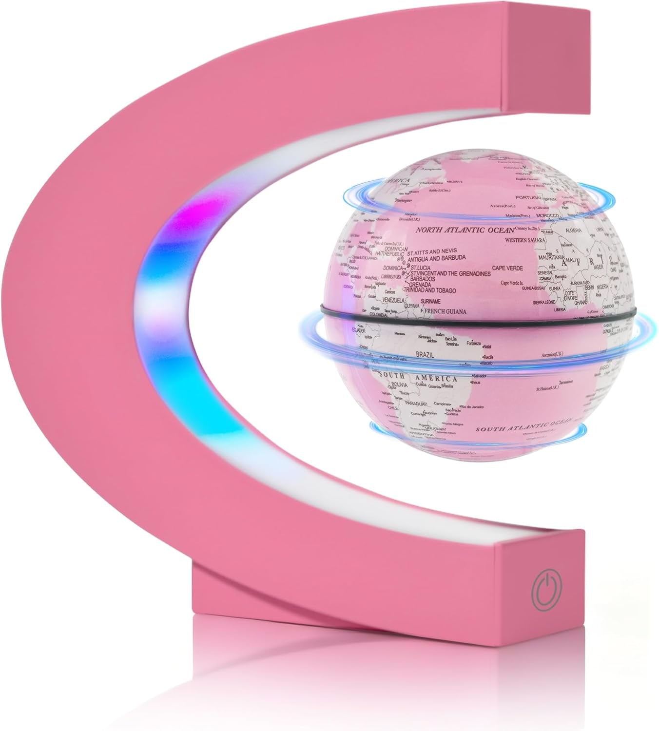 Magnetic Levitation Floating Globe, Levitating C Shape Globe with LED Lights for Education Home Office Desk Bookshelf Decor, Holiday Anniversary Creative Gift(3.3 Inches)