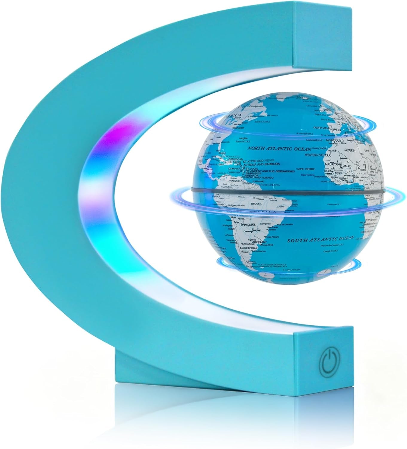 Magnetic Levitation Floating Globe, Levitating C Shape Globe with LED Lights for Education Home Office Desk Bookshelf Decor, Holiday Anniversary Creative Gift(3.3 Inches)