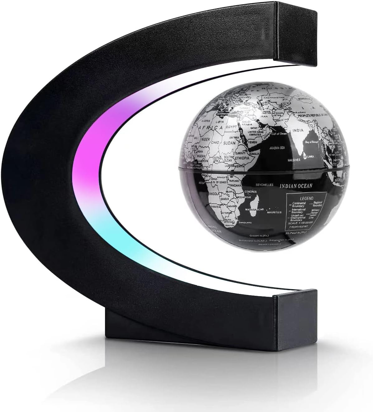 Magnetic Levitation Floating Globe, Levitating C Shape Globe with LED Lights for Education Home Office Desk Bookshelf Decor, Holiday Anniversary Creative Gift(3.3 Inches)
