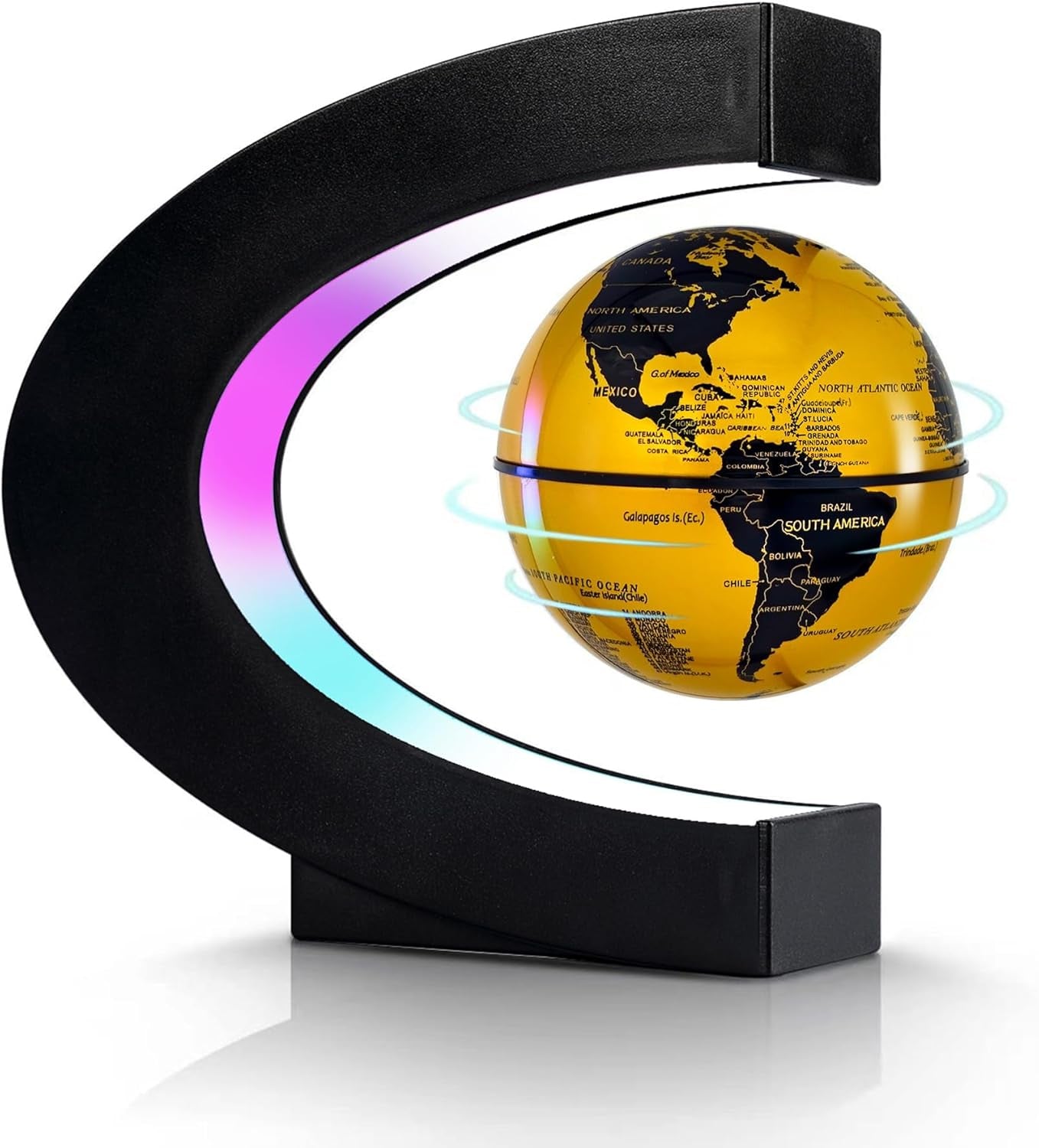 Magnetic Levitation Floating Globe, Levitating C Shape Globe with LED Lights for Education Home Office Desk Bookshelf Decor, Holiday Anniversary Creative Gift(3.3 Inches)